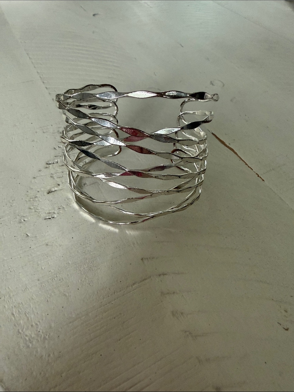 Silver Twisted Open Cuff Bracelet - Women Jewelry